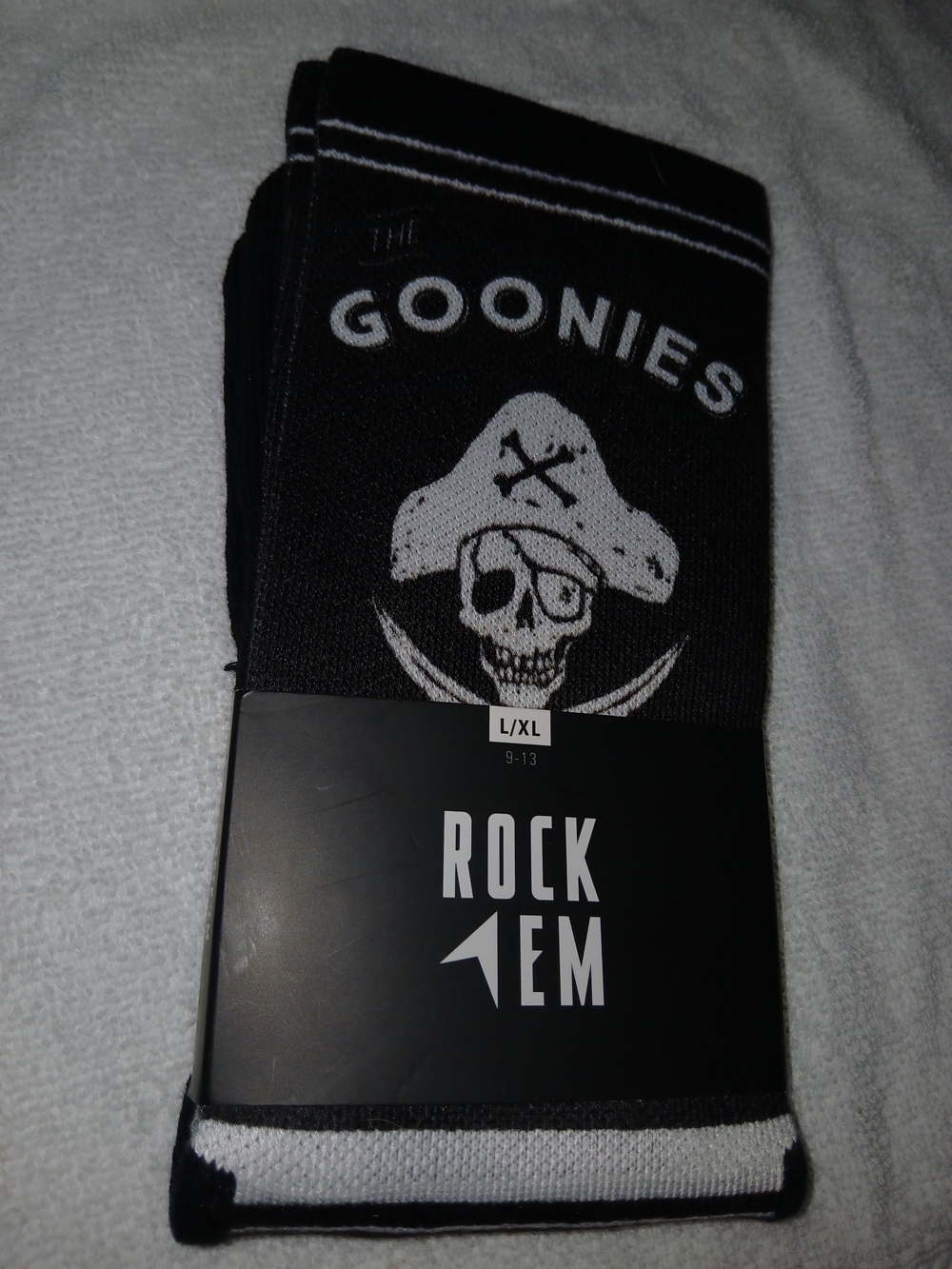 The Goonies Black Crew Socks by Rock 'Em - L/XL